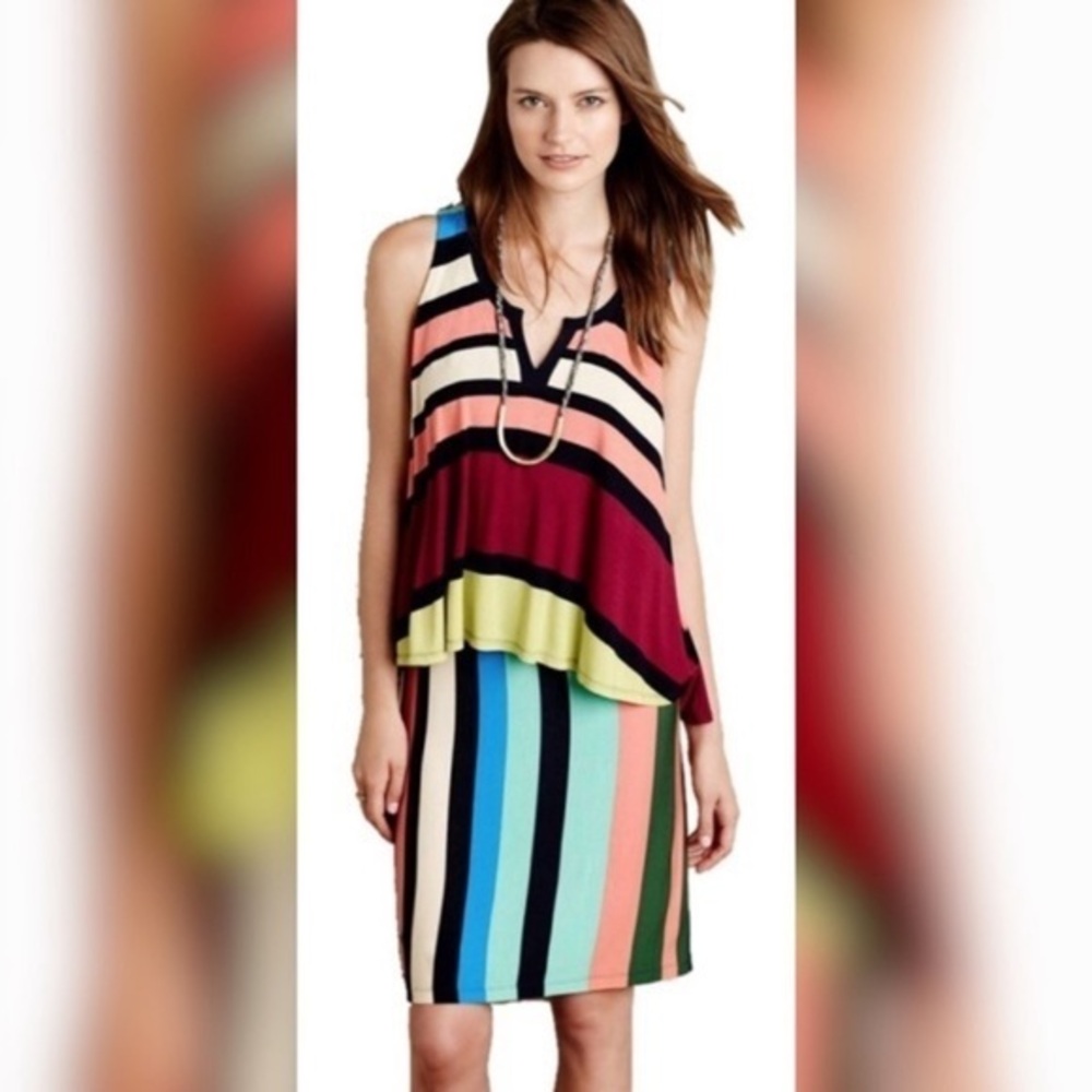 Y2K style Anthropologie Maeve Layered Striped Dress xxs